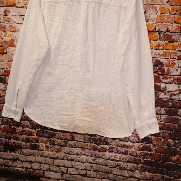 J. Crew Double Gauze Button Front Shirt Long Sleeves Front Pockets in White Sz S - Picture 9 of 11